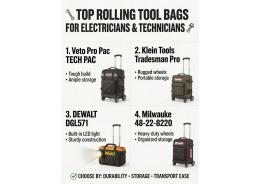 Which rolling tool bags are recommended for electricians and technicians?