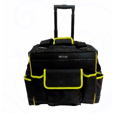 HY-13063 15 Pockets Heavy Duty Monster load Rolling tool bag with Fluorescent Green EDGE