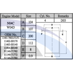 W04D CYLINDER LINER W04D Engine Cylinder Liner 11467-1771 11467-1781 11461-78020 11461-78040 N04C