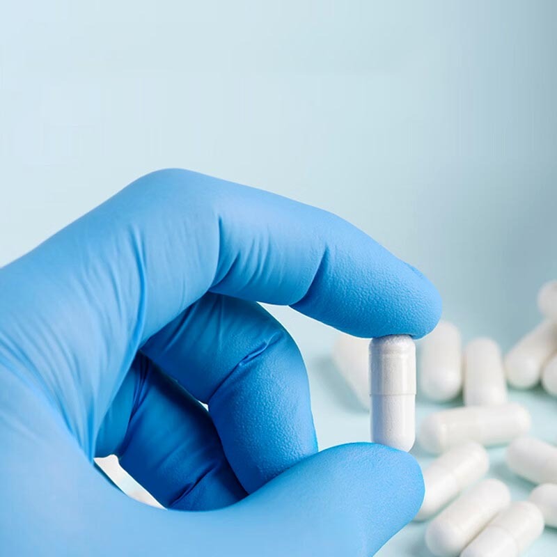 Latex-free Blue Exam Nitrile Gloves Finger Textured