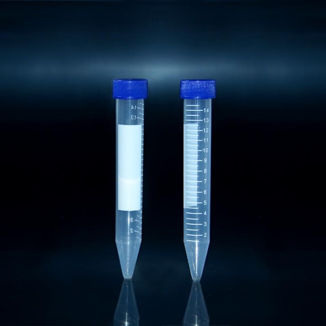Tubos de centrífuga cónicos de 15 ml con tapa plana azul
