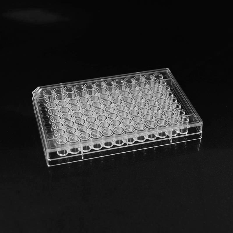 Placas transparentes para cultivo de bacterias con tapa de 96 pocillos