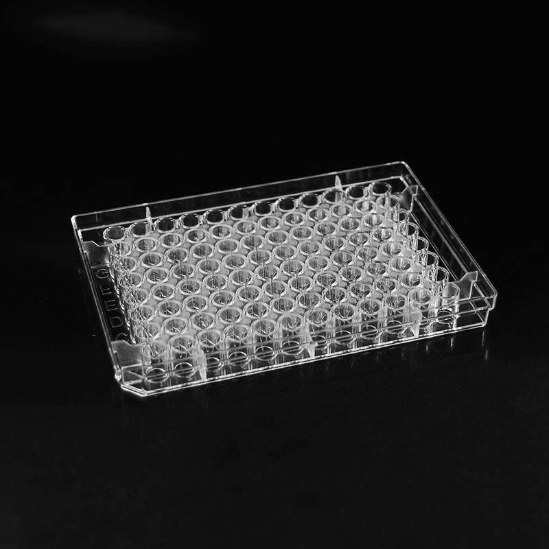 Placas transparentes para cultivo de bacterias con tapa de 96 pocillos