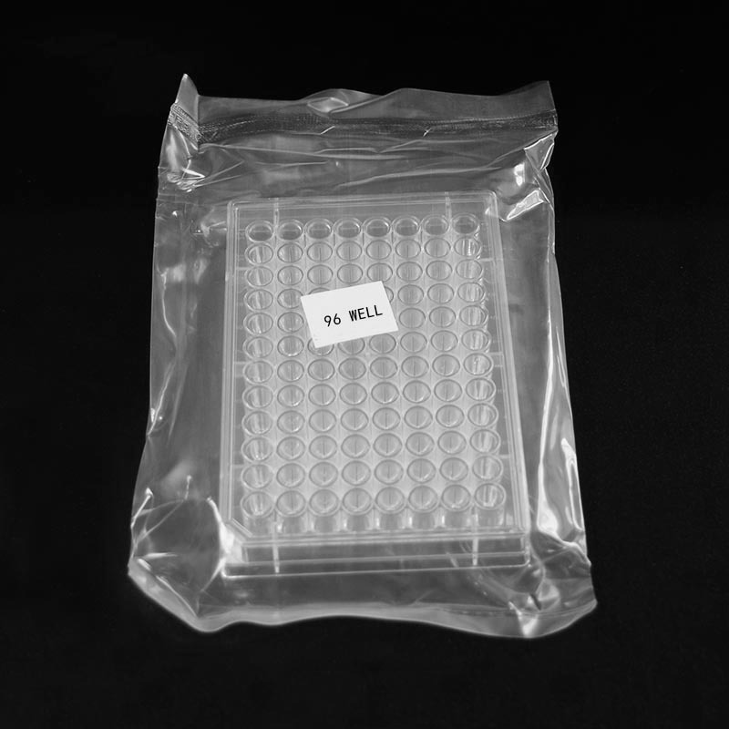 Placas transparentes para cultivo de bacterias con tapa de 96 pocillos