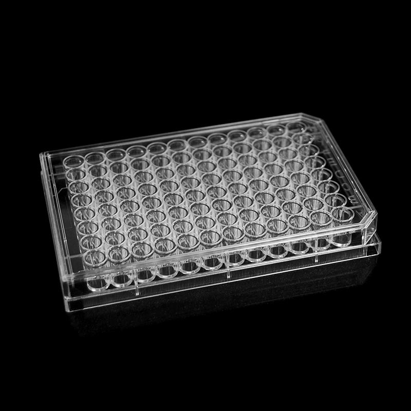 Placa de cultivo transparente de 96 pocillos con tratamiento de cultivo de tejidos