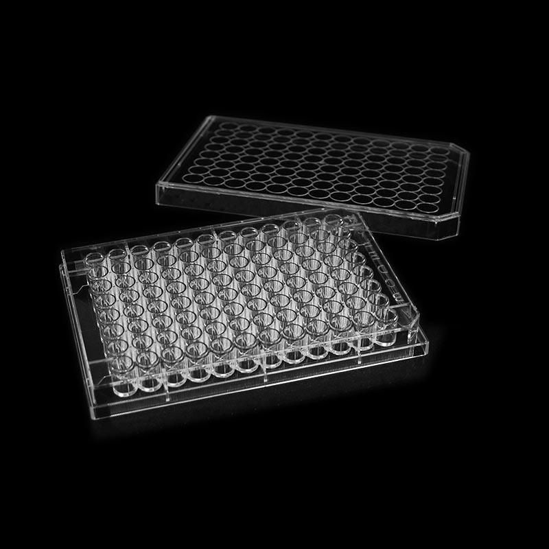 Placa de cultivo transparente de 96 pocillos con tratamiento de cultivo de tejidos