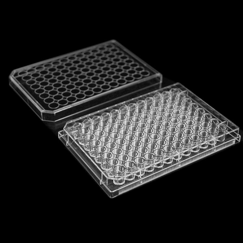 Placa de cultivo transparente de 96 pocillos con tratamiento de cultivo de tejidos