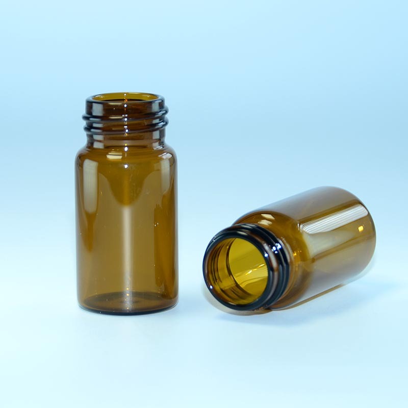 Viales de muestra de vidrio ámbar de 20 ml con tapón de rosca