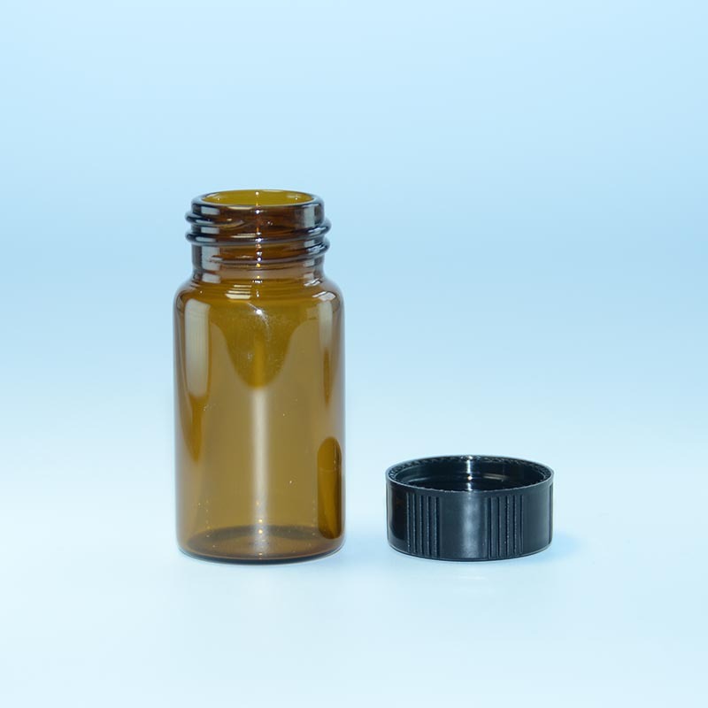 Viales de muestra de vidrio ámbar de 20 ml con tapón de rosca
