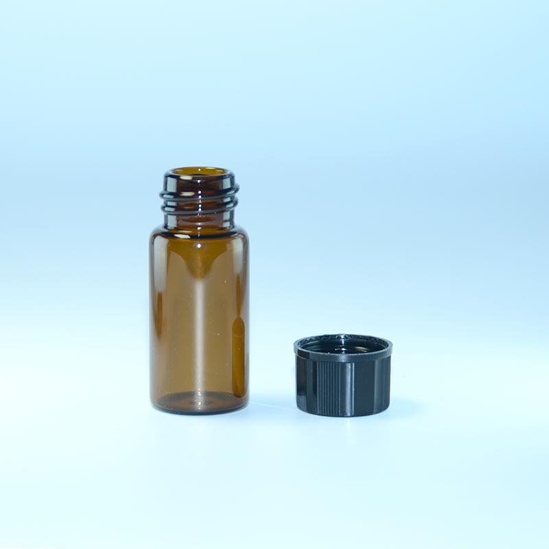 Viales de muestra de vidrio ámbar de base plana de 10 ml con rosca