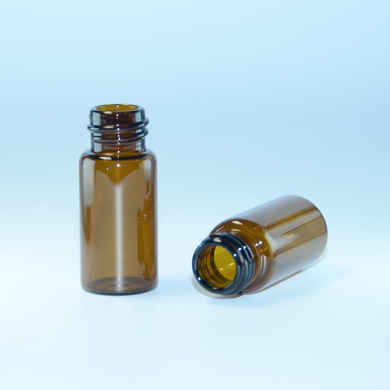 Viales de muestra de vidrio ámbar de base plana de 10 ml con rosca