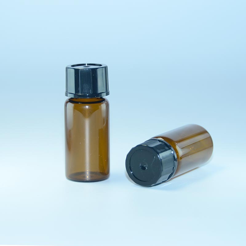 Viales de muestra de vidrio ámbar de base plana de 10 ml con rosca