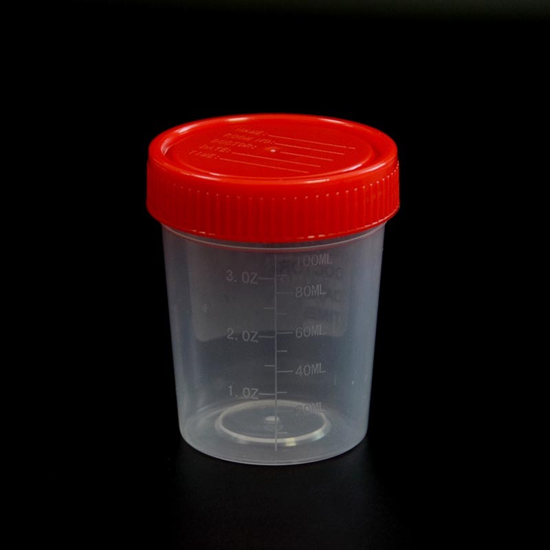 Vasos recolectores de orina de 120 ml con tapa roja