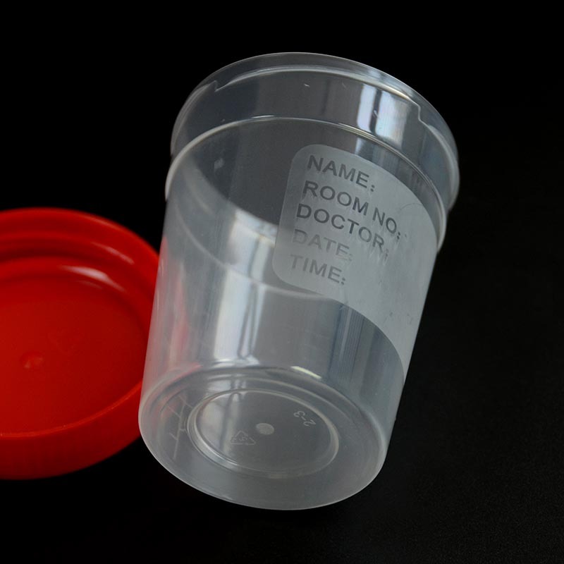 Vasos recolectores de orina de 120 ml con tapa roja