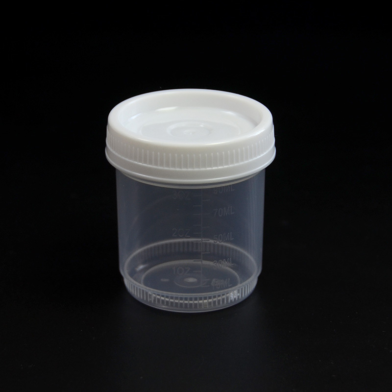 Vasos para muestras de orina de 90 ml con tapón de rosca blanco