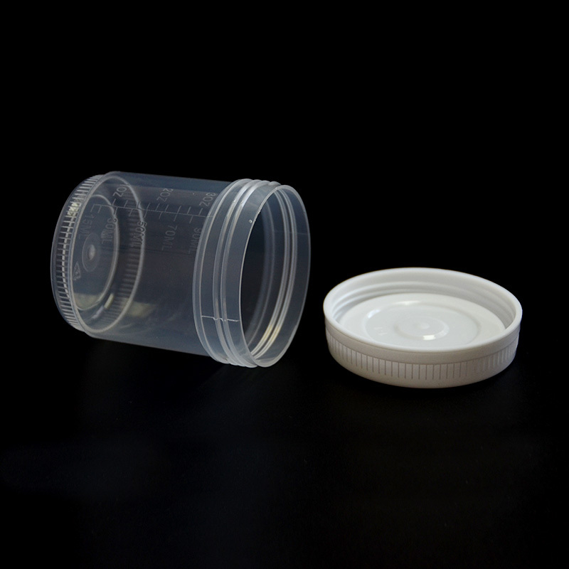 Vasos para muestras de orina de 90 ml con tapón de rosca blanco
