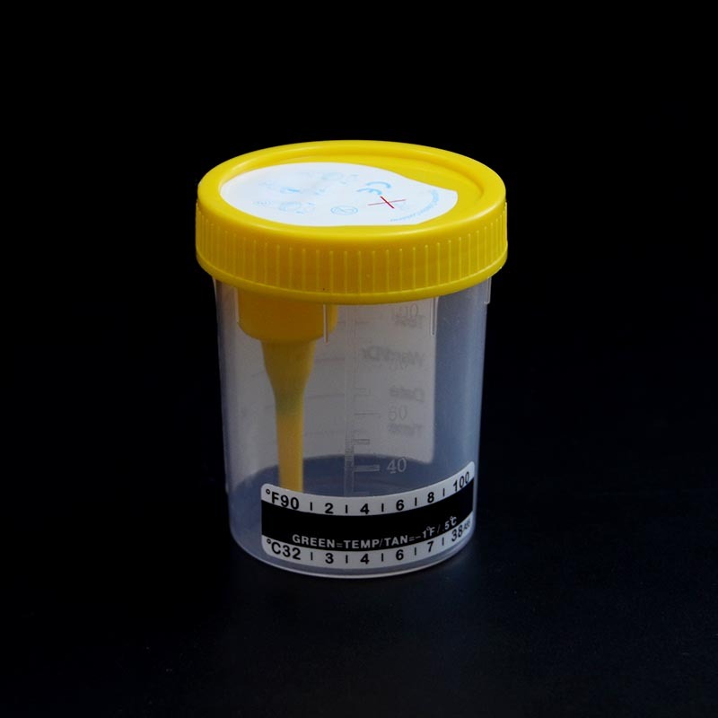 Recipiente de orina de vacío desechable de alta calidad de 100 ml con tira de temperatura