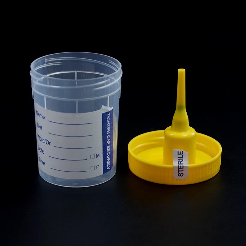 Recipiente de orina de vacío desechable de alta calidad de 100 ml con tira de temperatura
