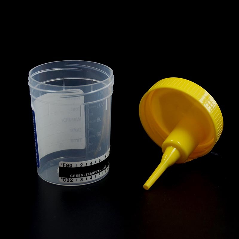 Recipiente de orina de vacío desechable de alta calidad de 100 ml con tira de temperatura