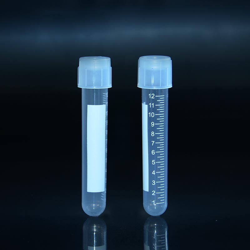 Tubo de cultivo de polipropileno de 12 ml con fondo redondo y tapa de doble posición