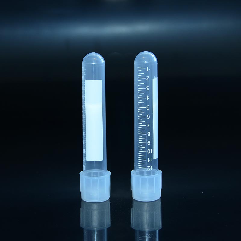 Tubo de cultivo de polipropileno de 12 ml con fondo redondo y tapa de doble posición