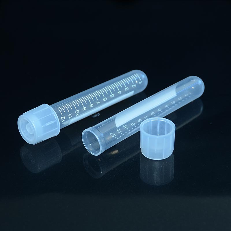 Tubo de cultivo de polipropileno de 12 ml con fondo redondo y tapa de doble posición