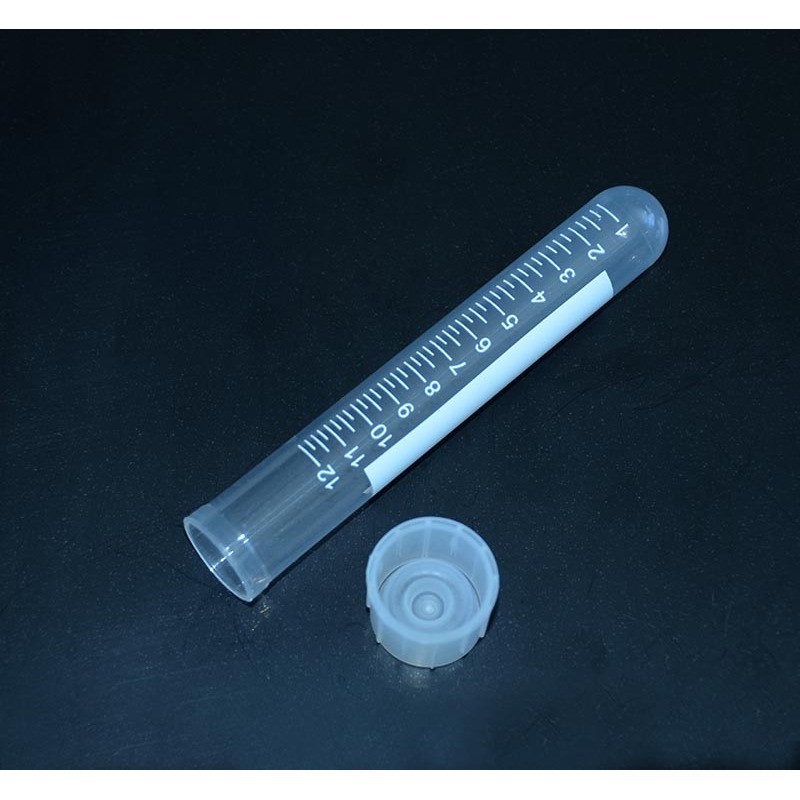Tubo de cultivo de polipropileno de 12 ml con fondo redondo y tapa de doble posición
