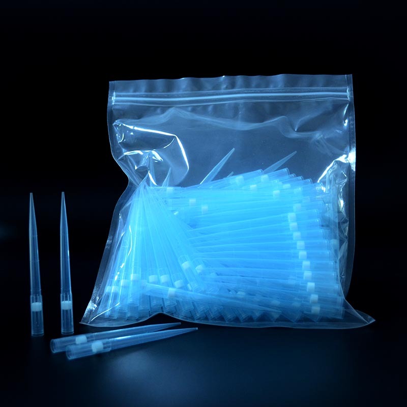 Embalaje en bolsa con puntas de pipeta universales filtradas de 1000 ul