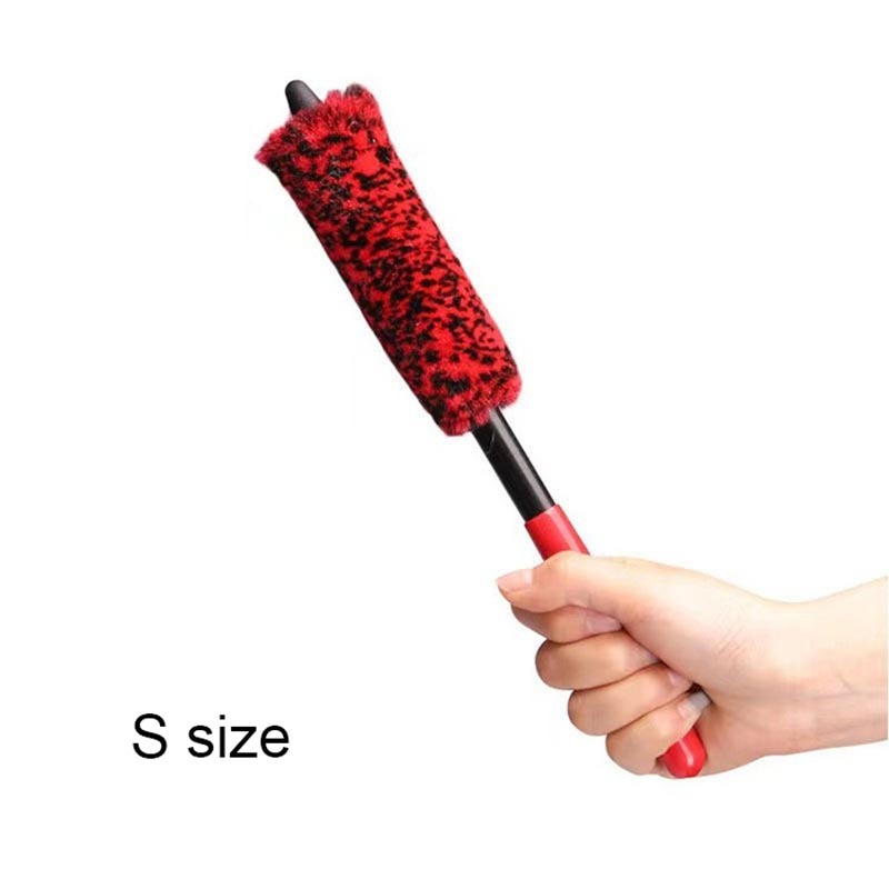 Escova de limpeza de roda de carro de fibra macia com alça longa dobrável