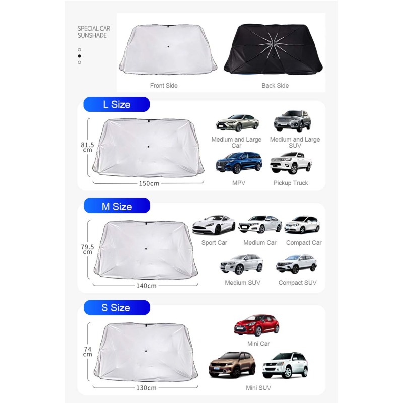 Pára-brisa de carro revestido de prata com isolamento térmico Acessórios para carro