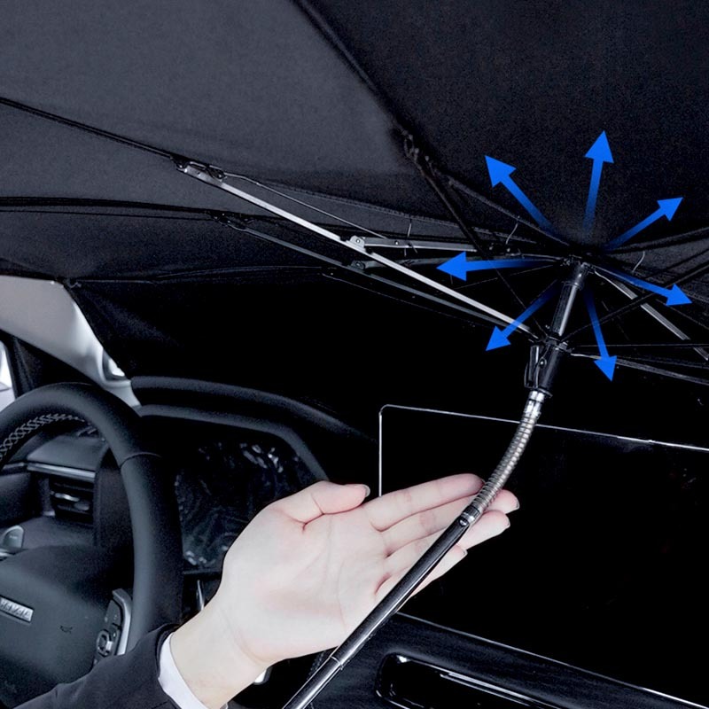 Guarda-sol para pára-brisa de carro com alça flexional dobrado