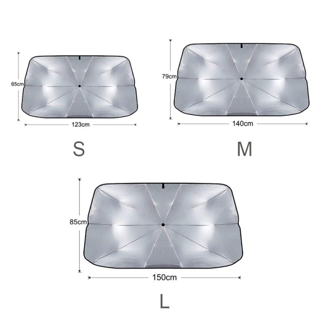 Guarda-sol para pára-brisa de carro com alça flexional dobrado