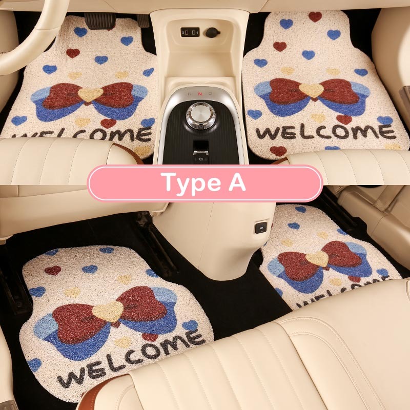 Hard-wearing Universal Car Mats with Heart and Butterfly Printing