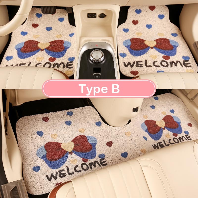 Hard-wearing Universal Car Mats with Heart and Butterfly Printing