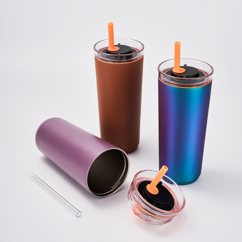 Copo de café popular à prova de vazamento de 12 onças com canudo