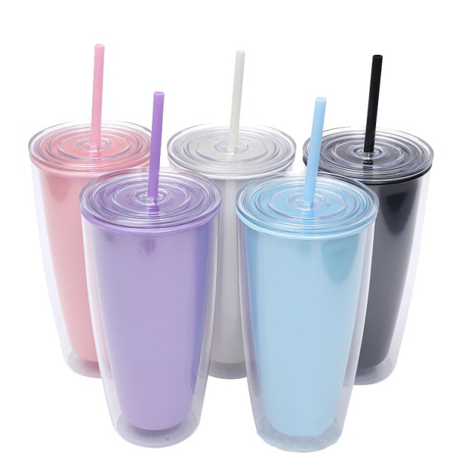 ABS Double-layer Cold Drink 720ml Straw Cups
