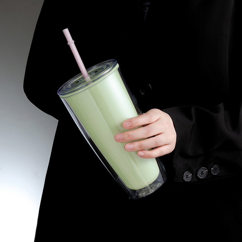 ABS Double-layer Cold Drink 720ml Straw Cups