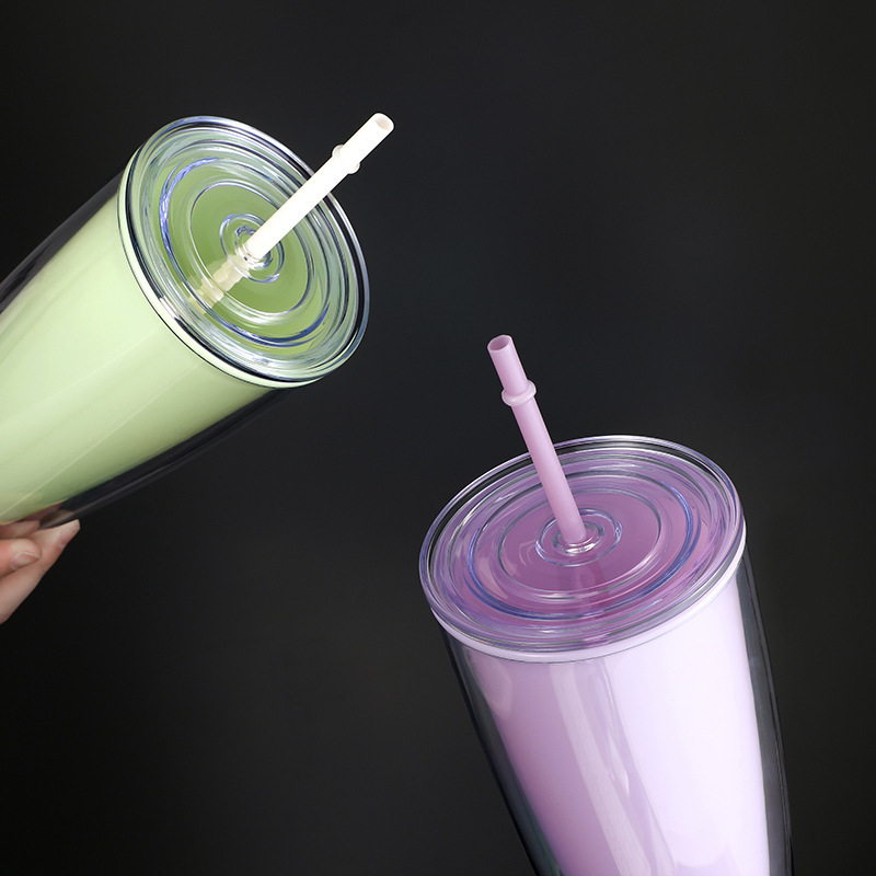 ABS Double-layer Cold Drink 720ml Straw Cups
