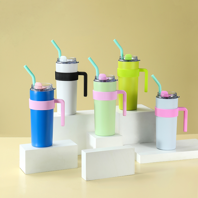 600ml 304 Stainless Steel Thermos Cup with Straw