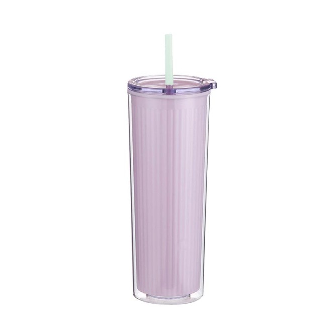 720ml Double-layer Fresh Color Insulated Cup with Straw