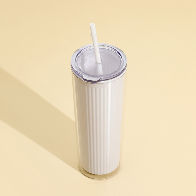 720ml Double-layer Fresh Color Insulated Cup with Straw