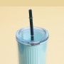 720ml Double-layer Fresh Color Insulated Cup with Straw