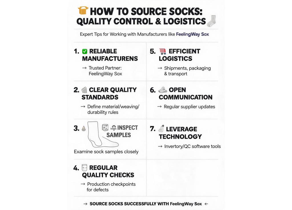 How to ensure quality control and manage logistics when sourcing socks from manufacturers?