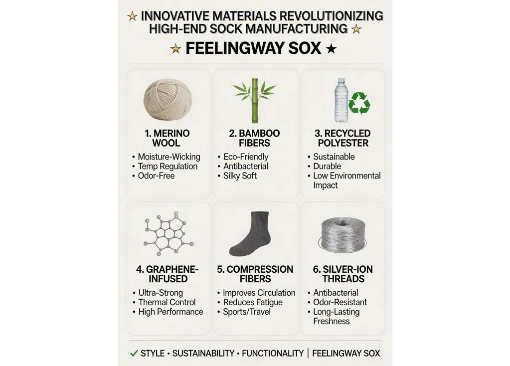 What innovative materials are being used in high-end sock manufacturing?