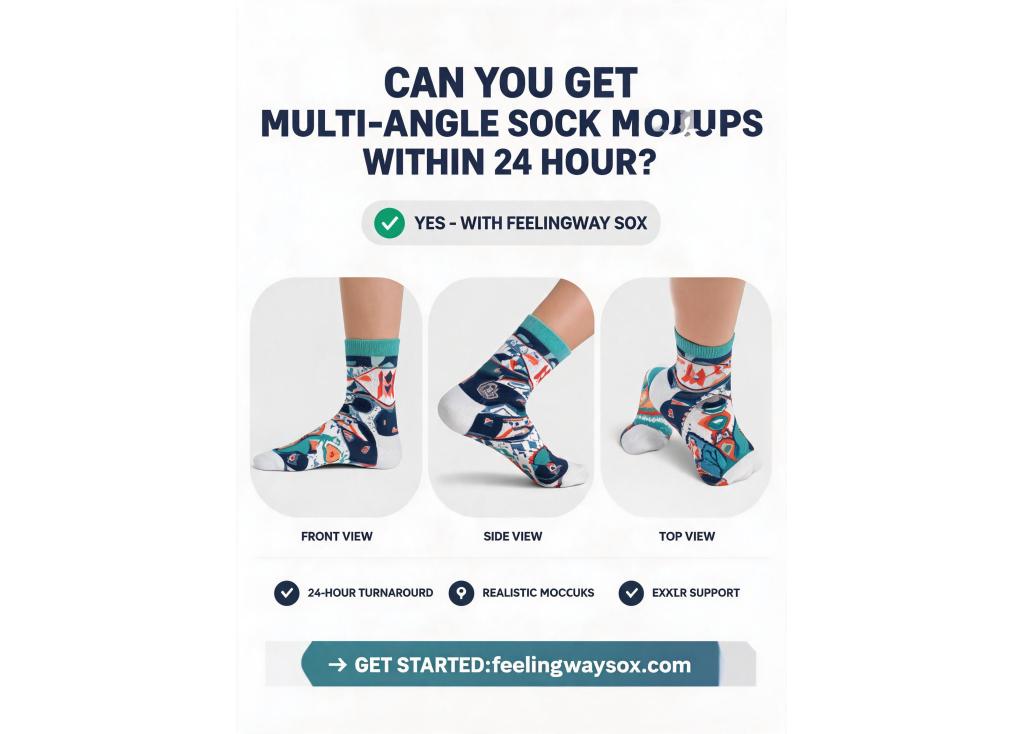 Can I receive multi-angle mockups of my sock design within 24 hours?