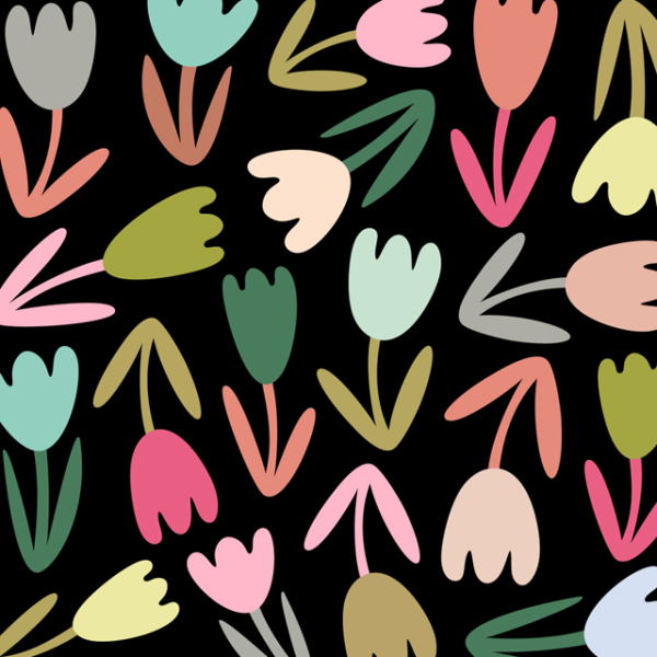 Various tulip flower illustrations scattered 231227-04