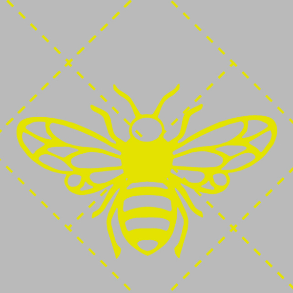 Yellow bees on simple grid lines 240104-01
