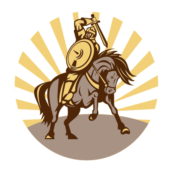 The warrior in armor rides his horse 231221-19