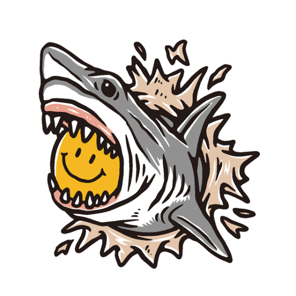 The shark bites the cute cartoon expression 240108-04