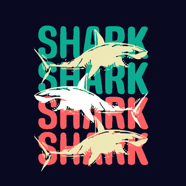 Trend shark letters and colored lines 240108-01